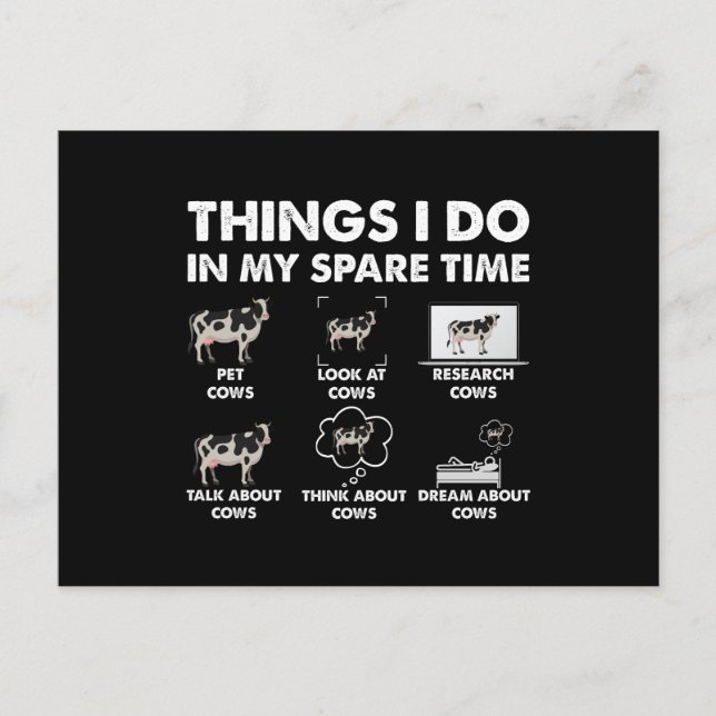 Dinge, die ich in meiner Freizeit Bauer Kühe schen Postkarte (Vorderseite)