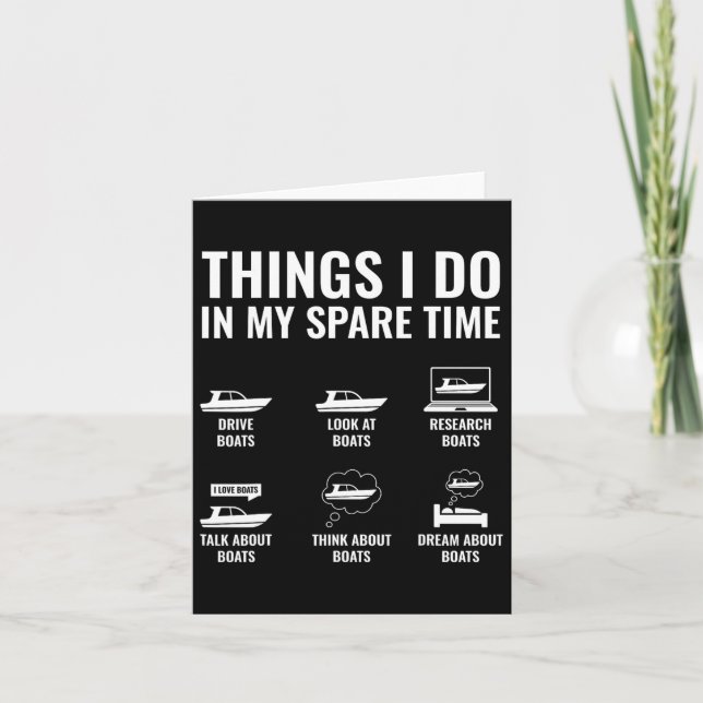 Dinge, die ich in meiner Freizeit lustige Boot Cap Karte (Vorderseite)