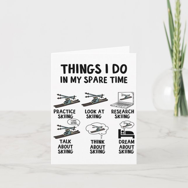 Dinge, die ich in meiner Freizeit mache Skifahren  Karte (Vorderseite)