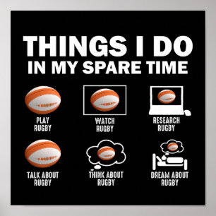 Dinge, die ich in meiner Freizeit Rugby tue Poster