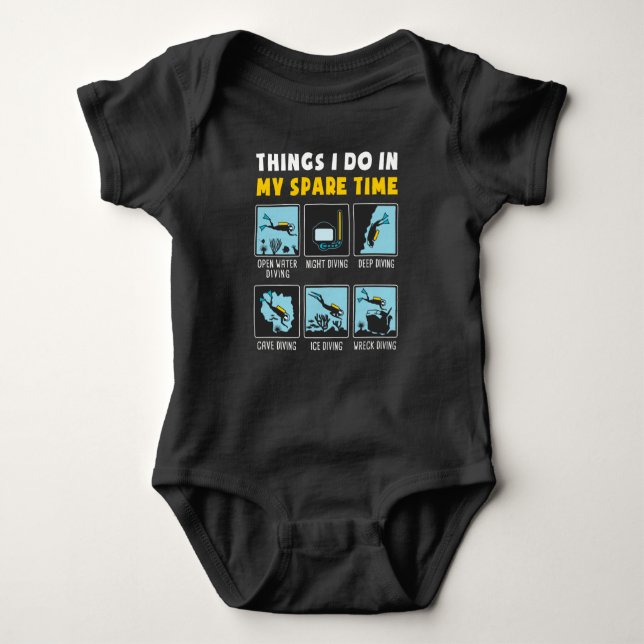 Dinge, die ich in meiner Freizeit tue Scuba Diver Baby Strampler (Vorderseite)