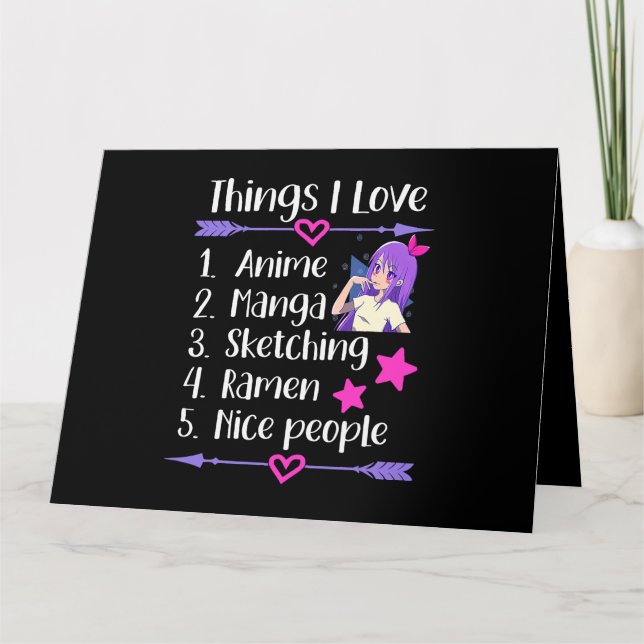 Dinge, die ich Liebe Anime Manga Sketching Ramen N Karte (Vorderseite)
