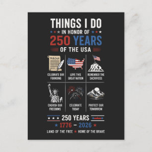 Dinge, die ich tue 250 Jahre USA 1776 2026 Postkarte