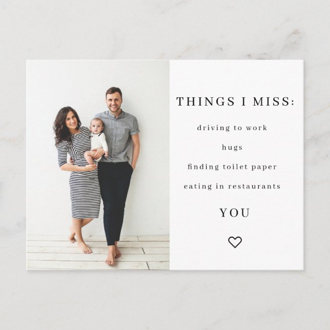 Dinge, die ich vermisse Quarantine Postcard Postkarte (Vorderseite)