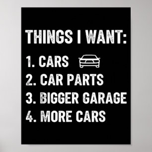 Dinge, die ich will Autoteile Lustiger Autotyp Mec Poster