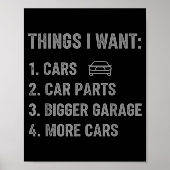 Dinge, die ich will Teile und Garage Lustiger Auto Poster (Vorne)