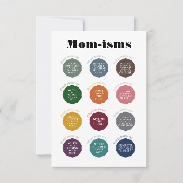 Dinge, die Mamas sagen Karte (Vorderseite)