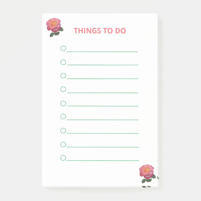 Dinge, die man mit rosa Rosen tun kann Post-it Klebezettel (Vorderseite)
