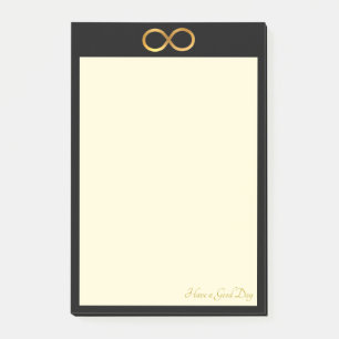 Dinge, die mit dem goldenen Unendlichkeitssymbol z Post-it Klebezettel