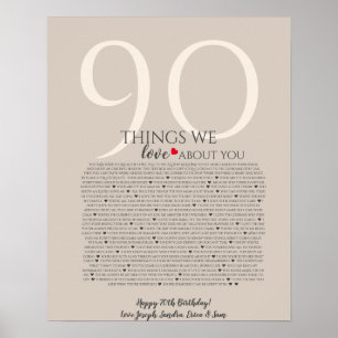 Dinge, die wir an dir lieben 90,80,70,60,50,Poster Poster
