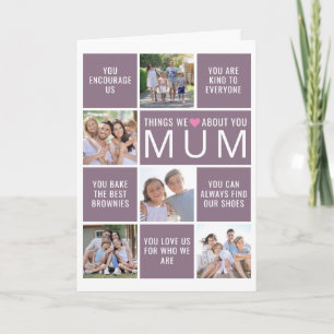 Dinge, die wir an dir lieben, Mama Foto-Collage Karte