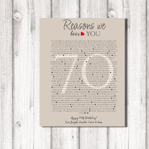 Dinge, die wir über Sie Liebe 70, 60, 50, Poster