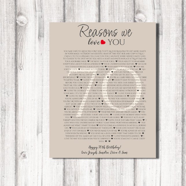 Dinge, die wir über Sie Liebe 70, 60, 50, Poster (Von Creator hochgeladen)