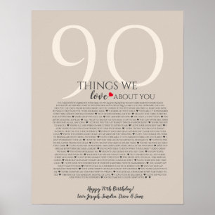  Dinge, die wir über Sie Liebe 90,80 70, 60, 50,  Poster