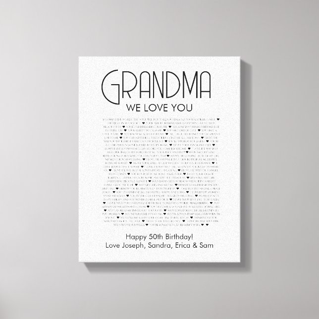 Dinge, die wir über Sie Oma Liebe Leinwanddruck (Vorderseite)