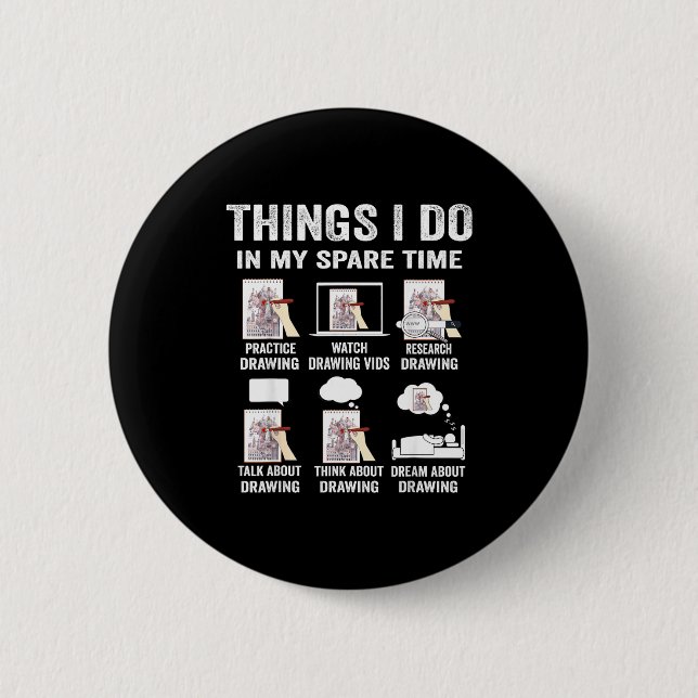 Dinge in der Freizeit Hobby Zeichnen Button (Vorderseite)