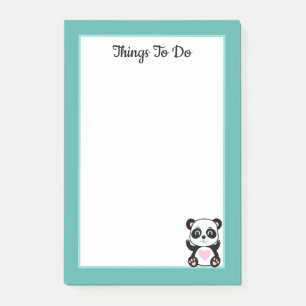 Dinge zu tun Panda Bär auf Türkis und Weiß Post-it Klebezettel