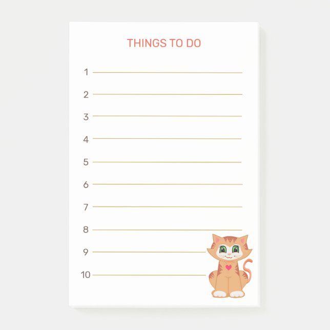 Dinge zu tun & Tabby-Ginger-Kitty-Katze Post-it Klebezettel (Vorderseite)