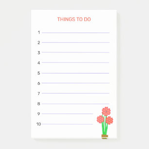 Dinge zu tun und Herzblumen Post-it Klebezettel