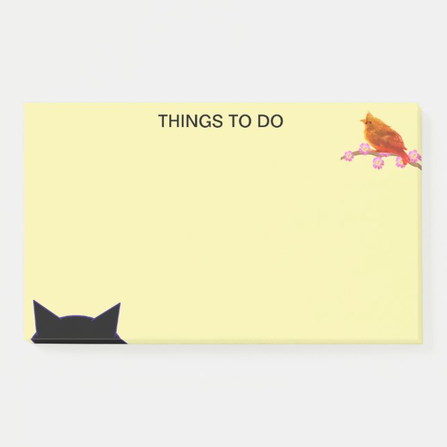 Dinge zu tun Vogel und Katze Post-it Klebezettel (Vorderseite)