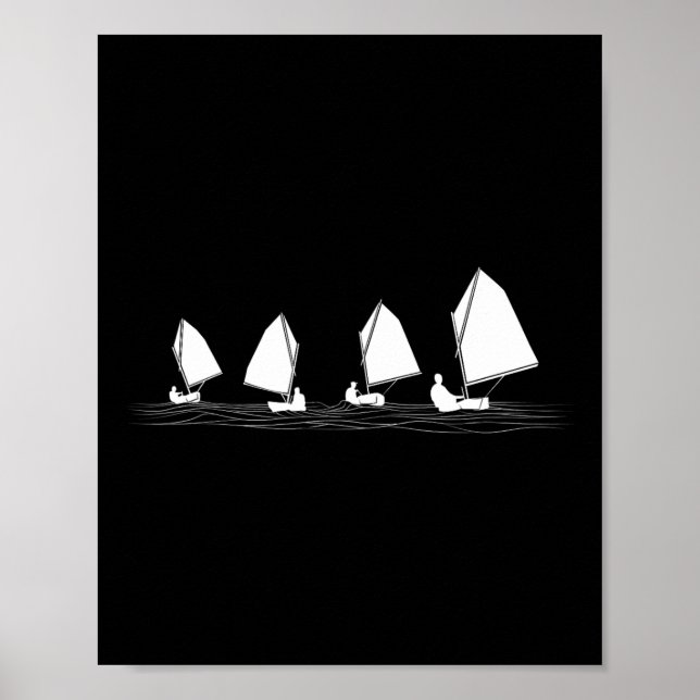 Dinghy Sail Boat Laser Optimist Racing Sailing Las Poster (Vorne)