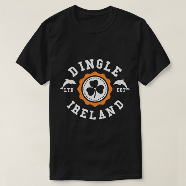 Dingle Kerry Fungi Dolphin Ireland Kleeblatt Wappe T-Shirt (Design vorne)