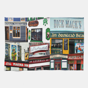 Dingle Pubs, Collage, Irish, Ireland, Teetücher Handtuch