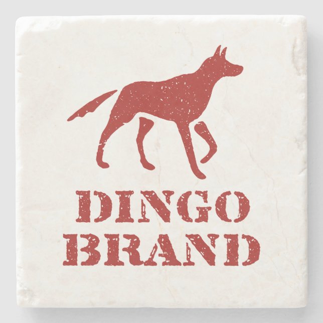 Dingo Brand Mehl Vintage Schablonen Druck Steinuntersetzer (Vorderseite)