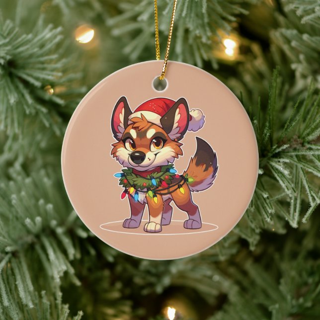 Dingo Frohe Weihnachts-Wintertiere Niedlich Dingos Keramik Ornament (Baum)