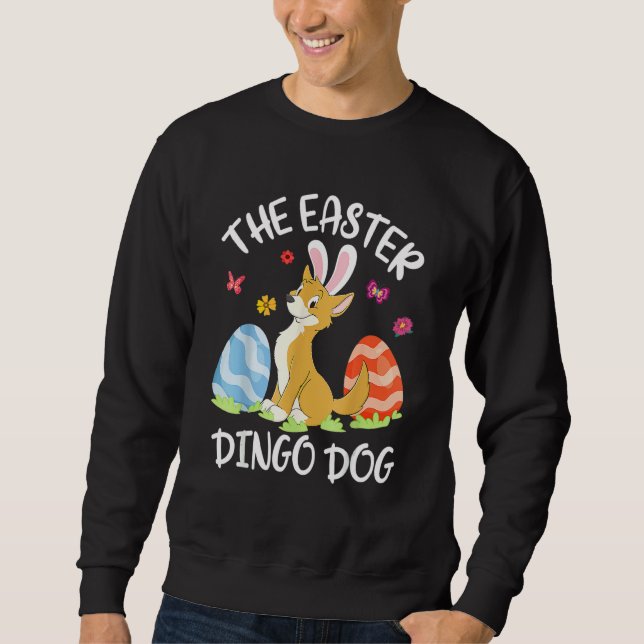 Dingo Hund Bunny Dancing Eggs Happy The Oaster Din Sweatshirt (Vorderseite)