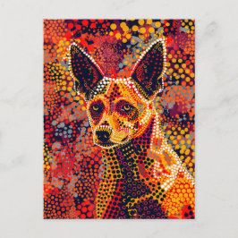 Dingo in Aborigine Dot Art Style Postkarte