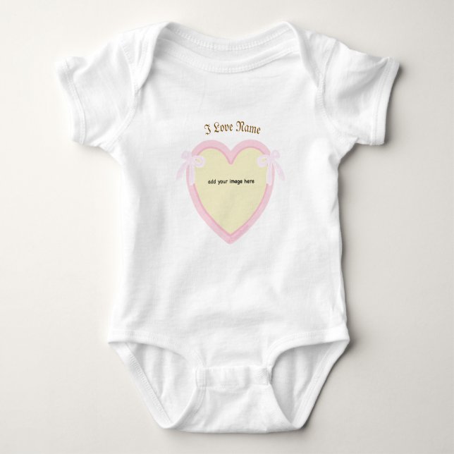 Dingus Bows & Heart Personalisiert Baby Strampler (Vorderseite)