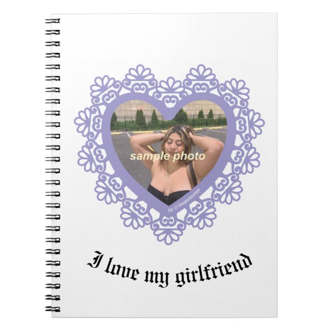 Dingus Heart Lace Frame Spiral Foto Notebook Notizblock (Vorderseite)