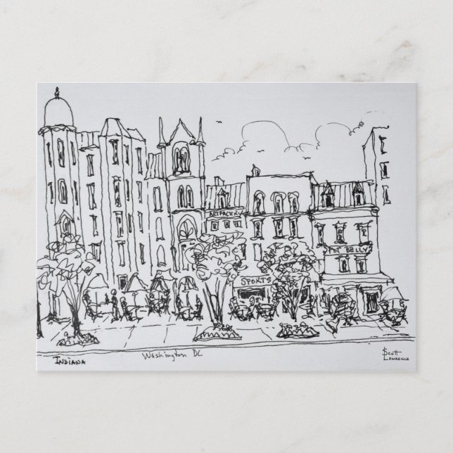 Dining im Freien entlang der Indiana St. | Washing Postkarte (Vorderseite)