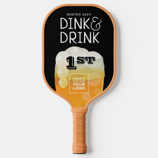 Dink & Drink Tournament Award mit Sponsor Logo Pickleball Schläger (Vorderseite)