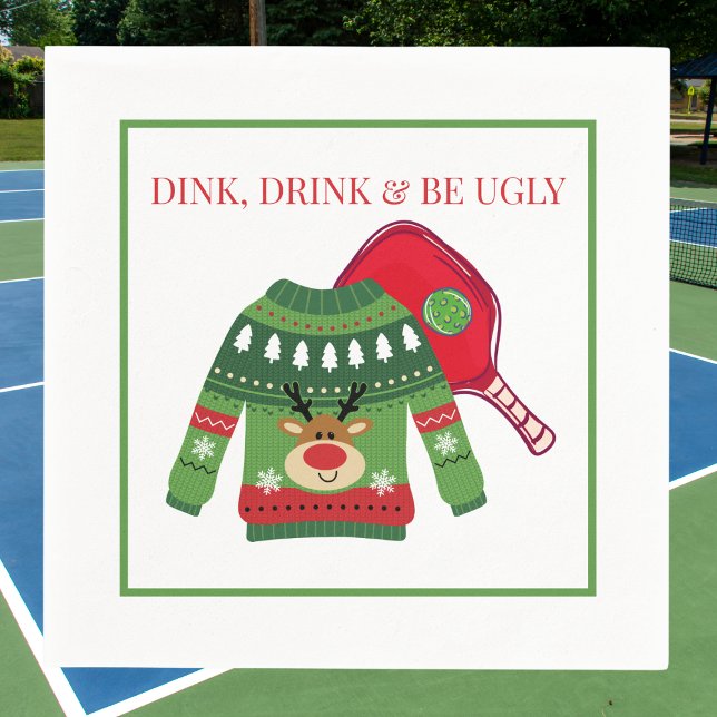 Dink Drinks werden Ugly Pickleball Ugly Sweater Pa Serviette (Von Creator hochgeladen)