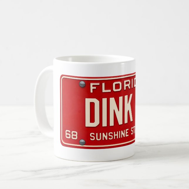 Dink It Pickleball Fan | Retro FL License Plate Kaffeetasse (Vorderseite Links)