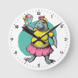 Dink Like a Lady Pickleball Runde Wanduhr