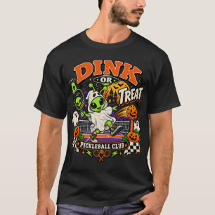 Dink oder Treat Alien-Geist Pickleball Halloween T-Shirt
