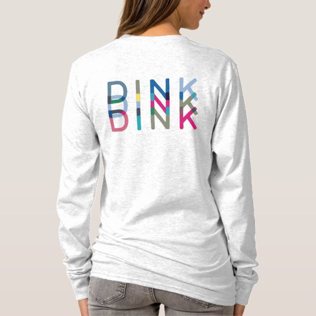 Dink Pickleball Fun Chic Blau Rosa Gelb T-Shirt (Rückseite)