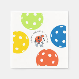 Dink Pickleball Party Sports Cartoon Mascot Paddel Serviette