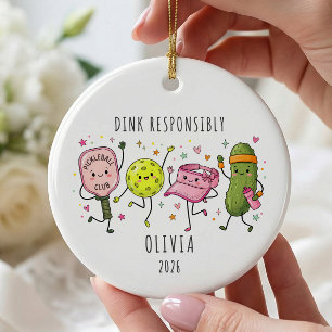 Dink Verantwortungsvoll Pickleball Keramik Ornament