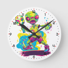 Dinkin' mit den Aliens Pickleball  Runde Wanduhr
