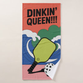 Dinkin’ Queen!!! Retro Pickleball Paddle Sports Badehandtuch