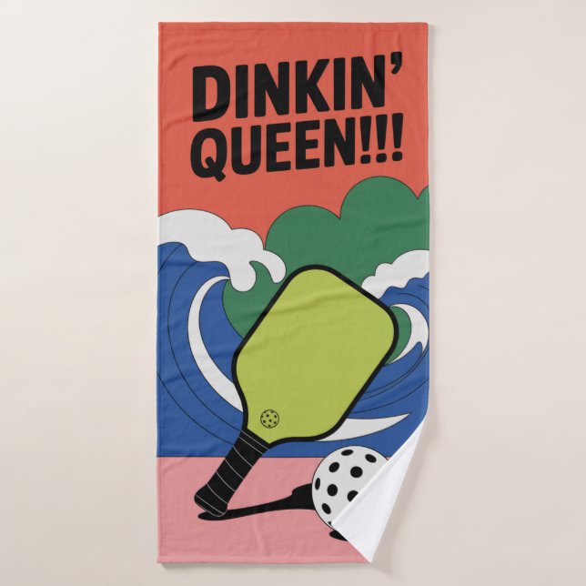 Dinkin’ Queen!!! Retro Pickleball Paddle Sports Badehandtuch (Badehandtuch)