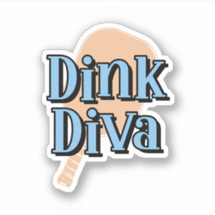 Dinking Diva Pickleball Paddle Orange und Blue Aufkleber
