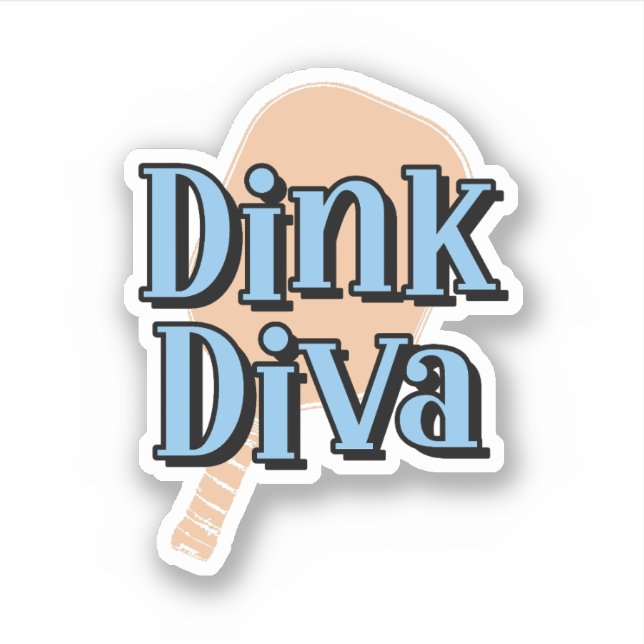 Dinking Diva Pickleball Paddle Orange und Blue Aufkleber (Vorderseite)