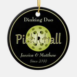 Dinking Duo Couple Pickleball Ball Keramik Ornament