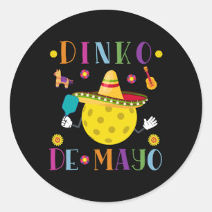 Dinko De Mayo Funny Cinco De Mayo Funny Pickleball Runder Aufkleber
