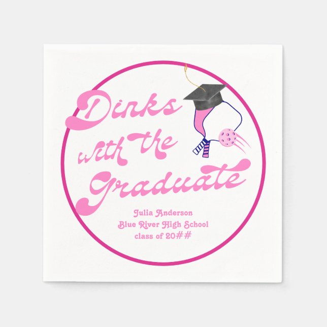 Dinks mit dem Pink Pickleball-Abschluss Graduate Serviette (Vorderseite)